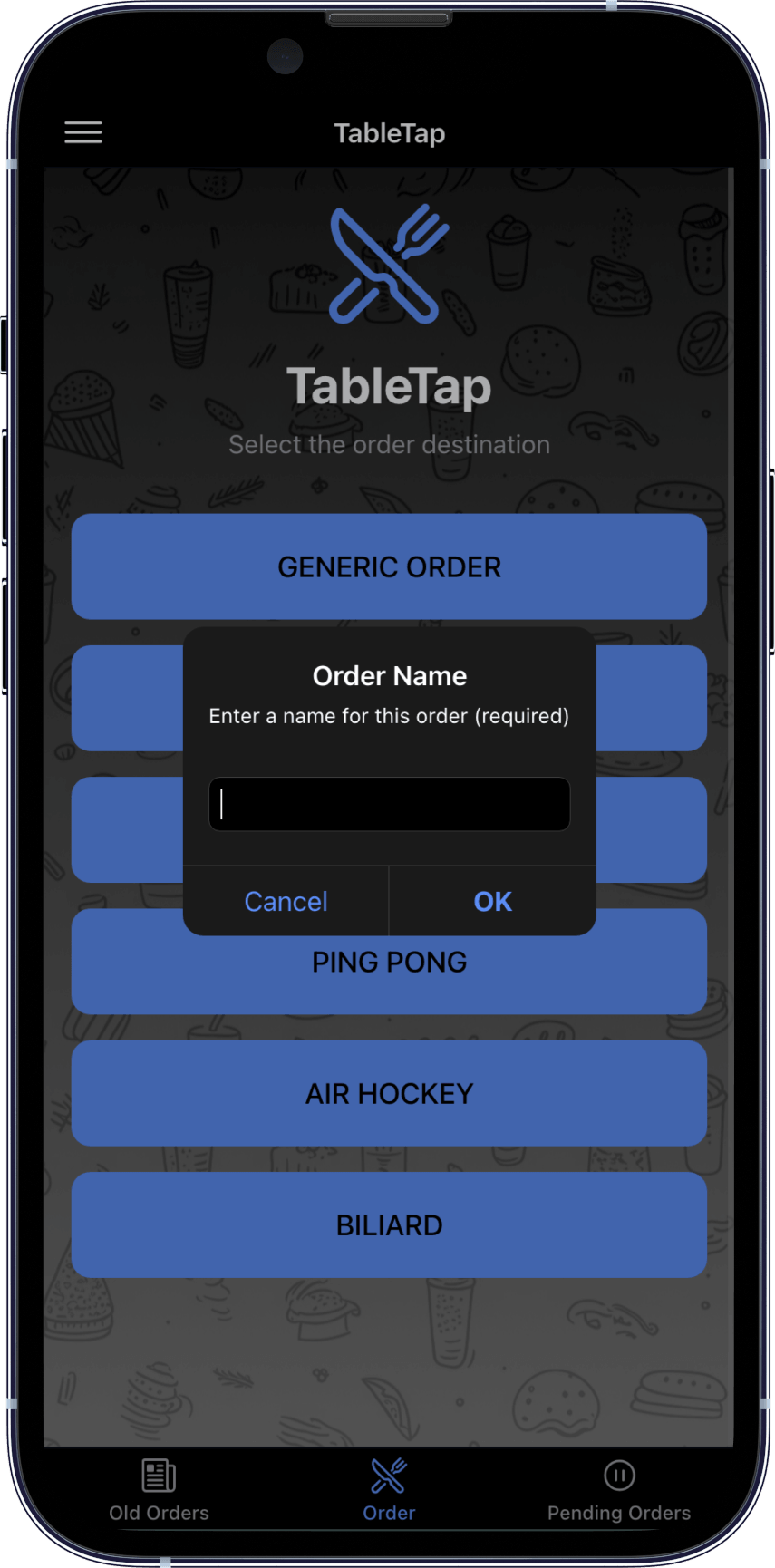 Table Tap, the waiters' app on a phone