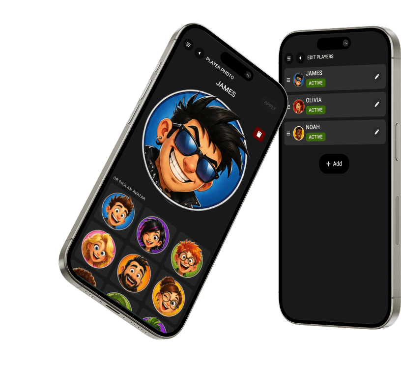 SmartBowl Web Console players list and player edit detail screens on two phones